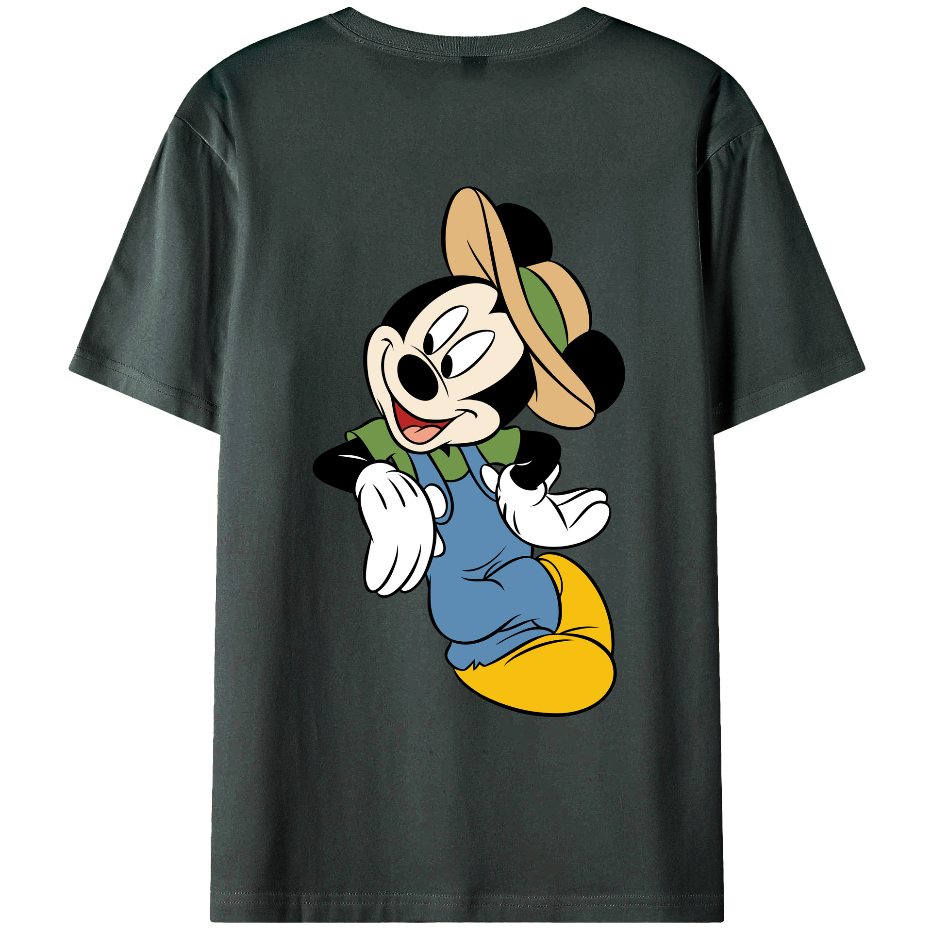 ミッキーマウス Mickey Mouse 綿100％ メンズ半袖Tシャツ（バックプリント） 通気性